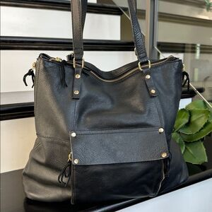 Kooba Genuine Leather  Shoulder Tote Bag, Soft Pebbled  Multi-Pocket Design